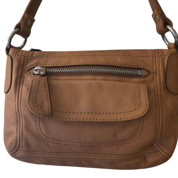 Vintage Fossil Leather Hanover Hobo Shoulder Bag Saddle Brown Purse Zip Closure - Picture 10 of 10